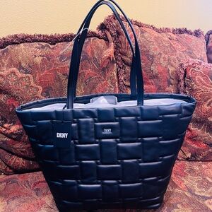 DKNY Navy Quilted Tote Bag
